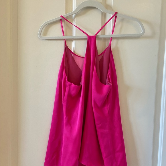 Milly Silk V-Neck Fly Away Tank Top Magenta Pink Size 4 - Picture 3 of 4